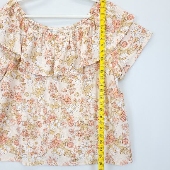 Cato High Low 2 Pcs Dress Ruffle Top Women 22 / 24 Peach Floral Boho Beachy - Picture 12 of 14